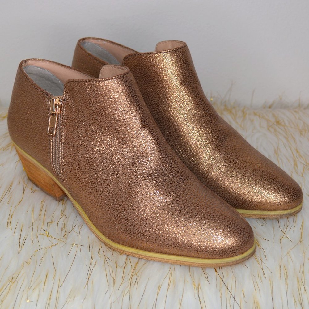 Very Volatile Los Angeles Metallic Gold Faux Suede Booties
